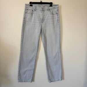American Eagle Super High Rise Straight Jeans Light Blue Wash Sz 12